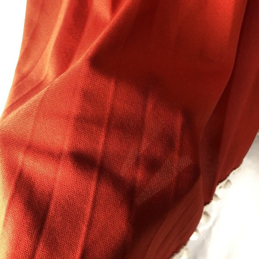 Red Midi Skirt White Pom-Pom Trim 1960s Mid Length Vintage Size 16 / Medium - Picture 4 of 9